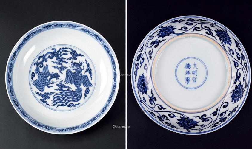 【明宣德 青花雙鳳紋盤】拍賣品_圖片_價格_鑒賞_明代青花瓷器_雅昌
